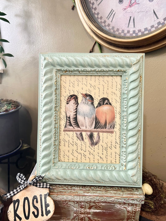 Home decor, Green frame with birds